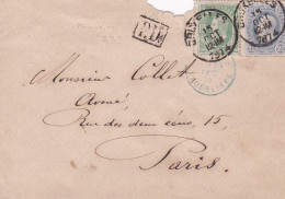 Belgique--1874 --lettre De BRUXELLES  Pour PARIS (France)...timbres....cachets - 1869-1883 Leopold II