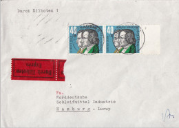Bund Brief Eilbote Mef Minr.2x 325 Straubing 23.5.60 Gel. Nach Hamburg - Cartas & Documentos