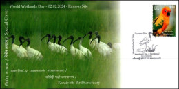 India 2024 World Wetlands Day Ramsar Site-Karaivetti Bird Sanctuary,Bird,Ibises And Spoon Bills ,Special Cover (**) Inde - Lettres & Documents