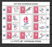 France Bloc N° 14c Vignette Centrale Brillante  Jeux Olympiques D'Albertville Neufs * *  B/T  B  Voir Scans Soldes ! ! ! - Mint/Hinged