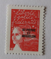 SPM 2002  Marianne  Du 14 Juillet (Luquet)  Rouge Sans Val YT 783  Neuf - Unused Stamps