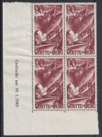 WURTEMBERG - YT N° 38  Bloc De 4 Cdf - Neuf ** - MNH - Cote 36,00 € - WURTTEMBERG - Wurtemberg