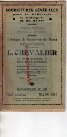 93- MONTREUIL SOUS BOIS- RARE CATALOGUE L. CHEVALIER PATISSERIE BOULANGERIE- FABRIQUE CONSERVES FRUITS-70 RUE ST MANDE - Documents Historiques