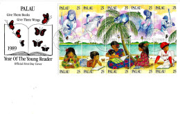 PALAU - 1989 Anno Giovane Lettore Year Young Reader 10v.(bimbi, Delfino, Gatto, Baseball, Astronauta) Su Fdc - 17143 - Fairy Tales, Popular Stories & Legends