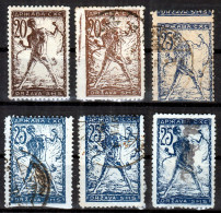 ⁕ Yugoslavia 1919 SHS Slovenia ⁕ CHAIN BREAKERS - VERIGARI 20 & 25 Vin. Mi.103, 104 ⁕ Errors, Shades 6v Used (1v MNH) - Gebraucht