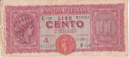 BILLETE DE ITALIA DE 100 LIRAS DEL AÑO 1944  (BANKNOTE) - 100 Liras