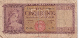 BILLETE DE ITALIA DE 500 LIRE DEL AÑO 1961  (BANKNOTE) - 500 Lire