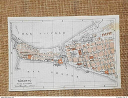 Pianta O Piantina Del 1940 La Città Di Taranto Puglia T.C.I. - Carte Geographique