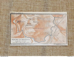 Carta O Cartina Del 1919 Le Rovine Di Segesta E Il Monte Barbaro Sicilia T.C.I. - Carte Geographique