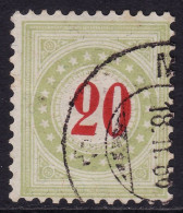 Schweiz: Portomarke ZNr. 19B.a.K (Fahlgrün, Type II, 1884) Gestempelt - Portomarken