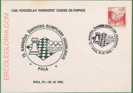 ZA0307 - YUGOSLAVIA - Postal History - EVENT CARD - Chess - 1985 - Echecs