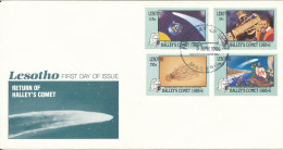 Lesotho FDC 5-4-1986 Return Of Haley's Comet Set Of 4 With Cachet - Lesotho (1966-...)