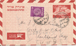 Israel Aerogramme Sent To USA 31-1-1954 - Luchtpost