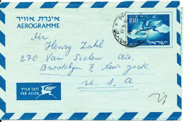 Israel Aerogramme Sent To USA 10-6-1956 - Aéreo