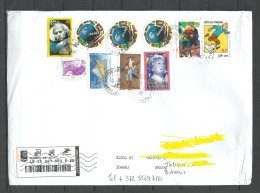 FRANCE 2024 Registered Cover Suivi Expres To Estonia Estonie With Many Nice Stamps  Soccer 1998 L. Armstrong Etc. - Storia Postale