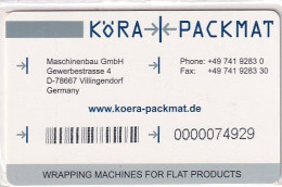 GERMANY - Koera Packmat Demo Card, Mint - Autres & Non Classés