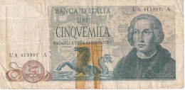 BILLETE DE ITALIA DE 5000 LIRAS DEL AÑO 1971 DE CRISTOBAL COLON  (BANKNOTE) - 5000 Liras