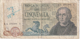 BILLETE DE ITALIA DE 5000 LIRAS DEL AÑO 1973 DE CRISTOBAL COLON  (BANKNOTE) - 5000 Liras