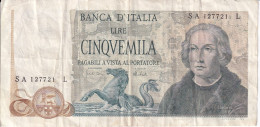 CAPICUA - BILLETE DE ITALIA DE 5000 LIRAS DEL AÑO 1973 DE CRISTOBAL COLON 127721 (BANKNOTE) - 5.000 Lire