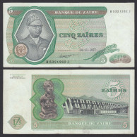 Zaire 5 Zaires 1977 Banknote Pick 21b XF (2)    (25006 - Other - Africa