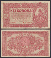 Ungarn - Hungary 2 Korona 1920 Banknote Pick 58 F+ (4+) Starnote   (30742 - Hungary