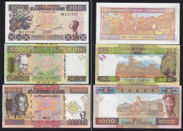 Guinea - Guinee 100, 500 + 1000 Francs 1998/2010 UNC   (15301 - Other - Africa
