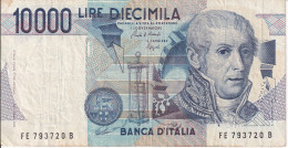 BILLETE DE ITALIA DE 10000 LIRAS DEL AÑO 1984 SERIE FE DE VOLTA  (BANKNOTE) DIFERENTES FIRMAS - 10000 Liras