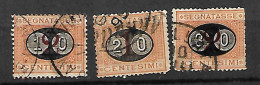 ITALY STAMPS. 1890 , POSTAGE DUE, SET COMPLETE Sc..#J25-J27, USED - Revenue Stamps
