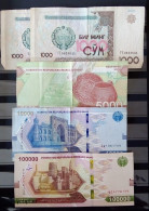 Uzbekistan - 2x1000, 5000, 10000 And 100000 Uzbek Som Banknotes - Other - Asia