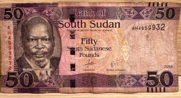 SOUTH SUDAN P14b 50 Pounds 2016 RARE DATE F-aVF NO P.h. - Südsudan