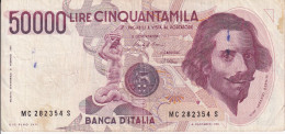 BILLETE DE ITALIA DE 50000 LIRAS DEL AÑO 1984 DE LORENZO BERNINI (BANKNOTE) DIFERENTES FIRMAS - 50000 Liras