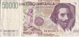 BILLETE DE ITALIA DE 50000 LIRE DEL AÑO 1992 DE LORENZO BERNINI (BANKNOTE) DIFERENTES FIRMAS - 50000 Liras