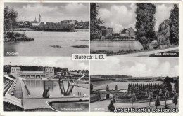 Gladbeck Mehrbildkarte: Nordpark, Haus Wittringen, Schwimmstadion, Stadion 1955  - Gladbeck