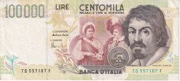 BILLETE DE ITALIA DE 100000 LIRE DEL AÑO 1994 DE CARAVAGGIO (BANKNOTE) DIFERENTES FIRMAS - 100.000 Lire