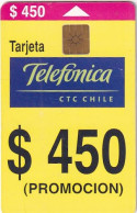 CHILE - Telefonica Telecard $450(promocion), 12/99, Used - Chili