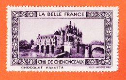 31044 / Chateau De CHENONCEAUX (37) Pub Chocolat KWATTA Vignette Collection BELLE FRANCE HELIO-VAUGIRARD Erinnophilie - Tourism (Labels)