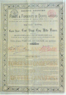 Forges Et Fonderies De Duffel - Titre D'une Part De Dividende (1896) - Industrie