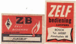 2 Dutch Matchbox Label, ZB Zelf Bediening, Werter Lucifers, Holland, Netherlands - Boites D'allumettes - Etiquettes