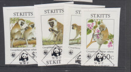 WILDLIFE- ST KITTS - WWF /  MONKEYS  SET OF 4 FINE USED  - Apen