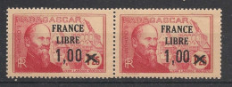 MADAGASCAR - 1942 - N°YT. 260b - France Libre 1,00 Sur 1f25 - VARIETE Surcharge Espacée T.a.n. - Neuf Luxe ** / MNH - Ongebruikt