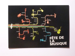 METRO - Partition De Musique , Genre PLAN DE METRO / STIF Paris - RATP - Carte Publicitaire Fête De La Musique 2014 - Métro