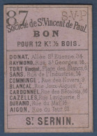 Toulouse - Sté St Vincent De Paul - Bon Pour 12K° 1/2  Bois - Bons & Nécessité