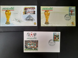 FOOTBALL MEXICO 86 , 3 X 1 Er Jour GRENADE ST VINCENT  墨西哥足球 86, 3 X 第一天 格林纳达 圣文森特 3 X 1 St DAY COVERS - Mezclas (max 999 Sellos)