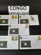 FOOTBALL CONGO   5 X 1 Er JOUR ,  刚果足球 5 X 第一天，5 X 1 St DAY COVERS - Lots & Kiloware (mixtures) - Max. 999 Stamps