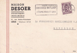 1949 Maison Desoer Departement Imprimerie Liege Chicoree Witloof Legume Frais Et Sain Bouillon Ferronnerie - Covers & Documents