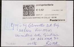 San Martino In Colle 17.04.2003 - TPlabel Postaprioritaria € 0,62 (catalogo TP3.B.000) - 2001-10: Storia Postale