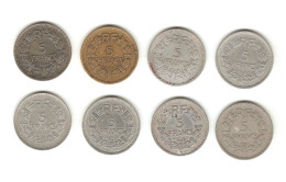 568/ France : 8 X 5 Francs LAVRILLIER : 1935 (nickel) - 1945 - 1946 (alu Et Cup-alu) - 1947 B - 1949 - 1949 B - 1950 - 5 Francs