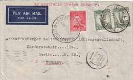 Australie Lettre Pour L'Allemagne Via La Grèce 1938 - Briefe U. Dokumente