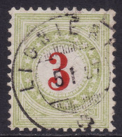 Schweiz: Portomarke SBK-Nr. 16DaIIN (Rahmen Hellgrün, Type II, 1889-1891) Vollstempel LIGNIERES - Portomarken