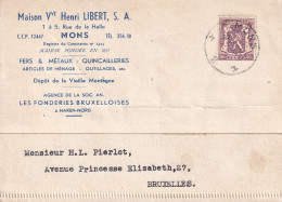 1950 MAISON V HENRI LIBERT MONS FERS & METAUX FONDERIES BRUXELLOISES à HAREN NORD - Covers & Documents
